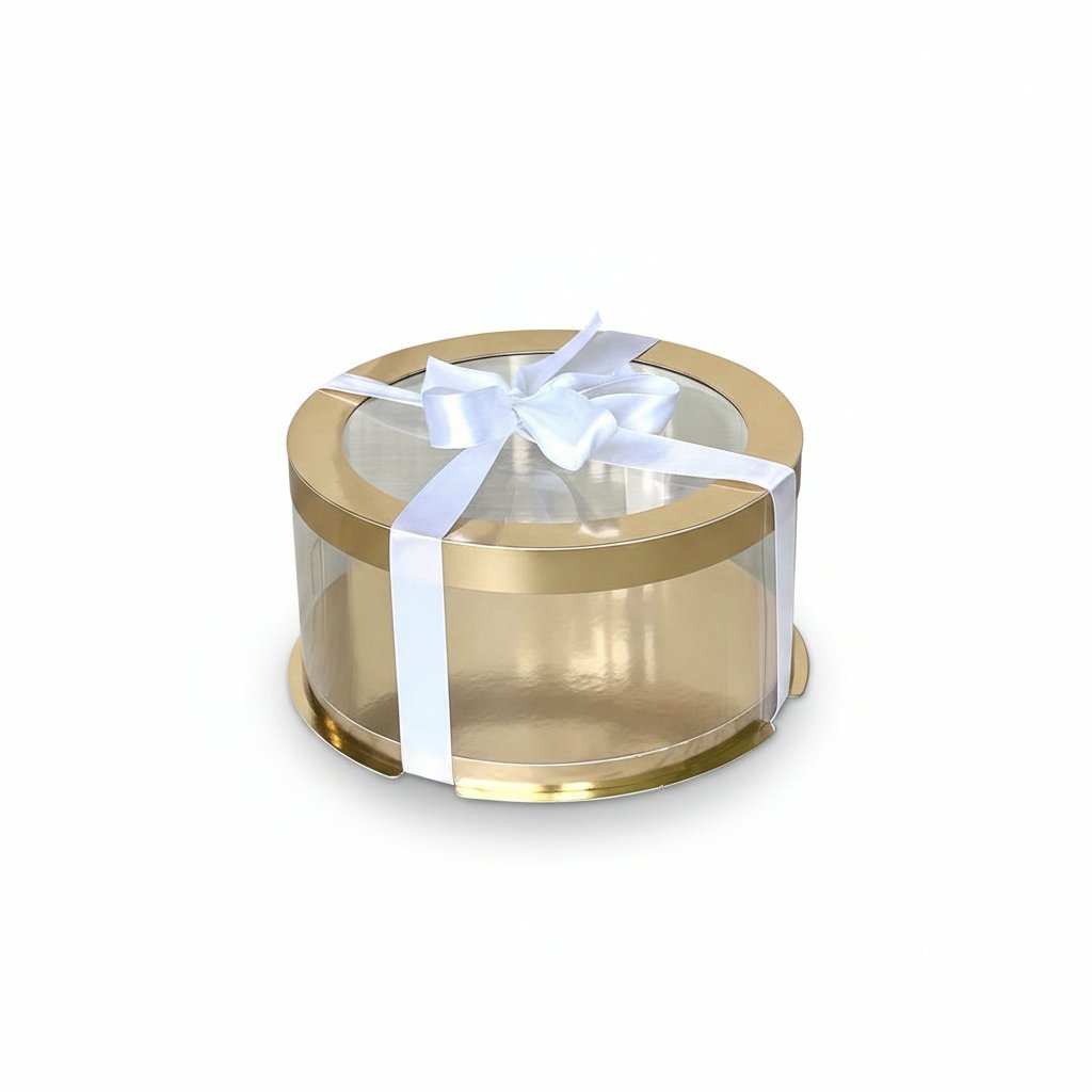 Тубус D200 H150 GOLD с прозрачной крышкой