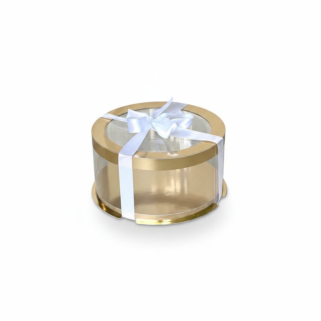 Тубус для зефира D200 H100 мм (20х10 см) GOLD с прозрачной крышкой • ARTSweet