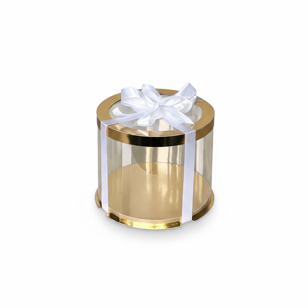 Тубус D250 H200 GOLD с прозрачной крышкой