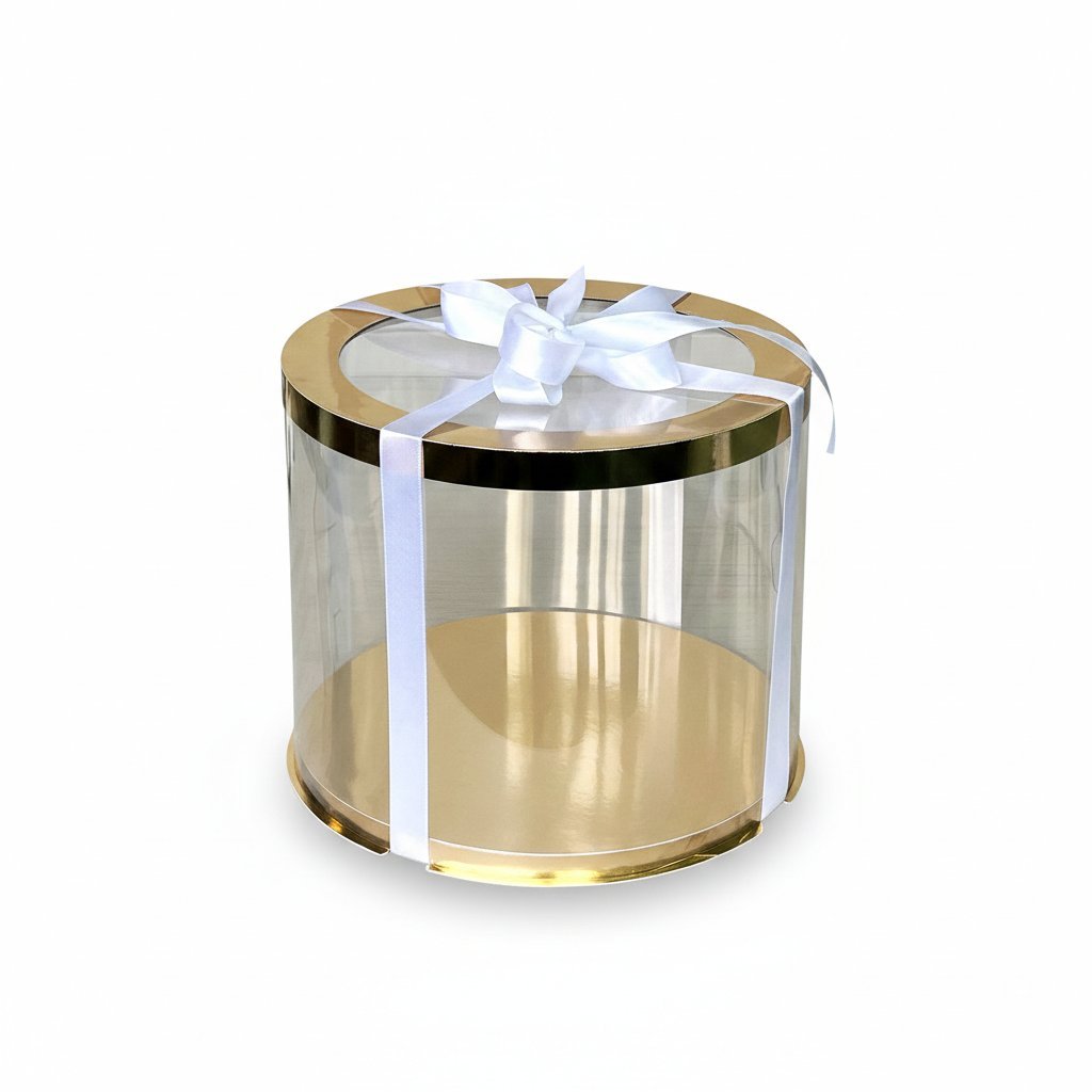 Тубус D300 H250 GOLD с прозрачной крышкой