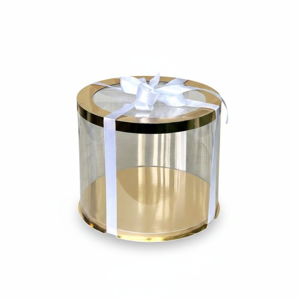 Тубус D300 H250 GOLD с прозрачной крышкой