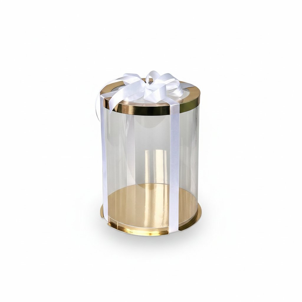 Тубус D200 H300 GOLD з прозорою кришкою