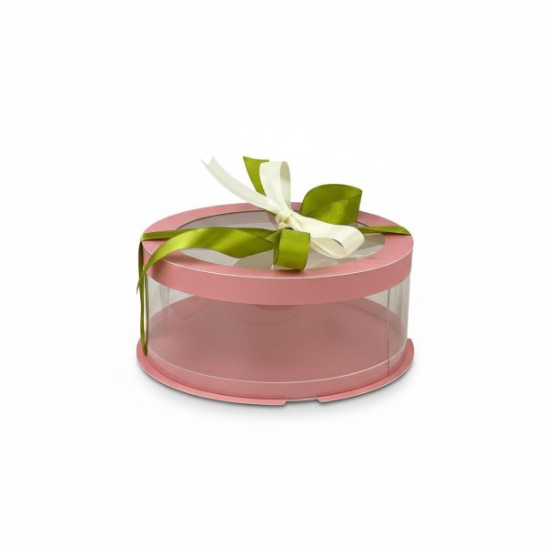 Тубус для зефіру D200 H70 мм (20х7 см) PINK з прозорою кришкою • ARTSweet