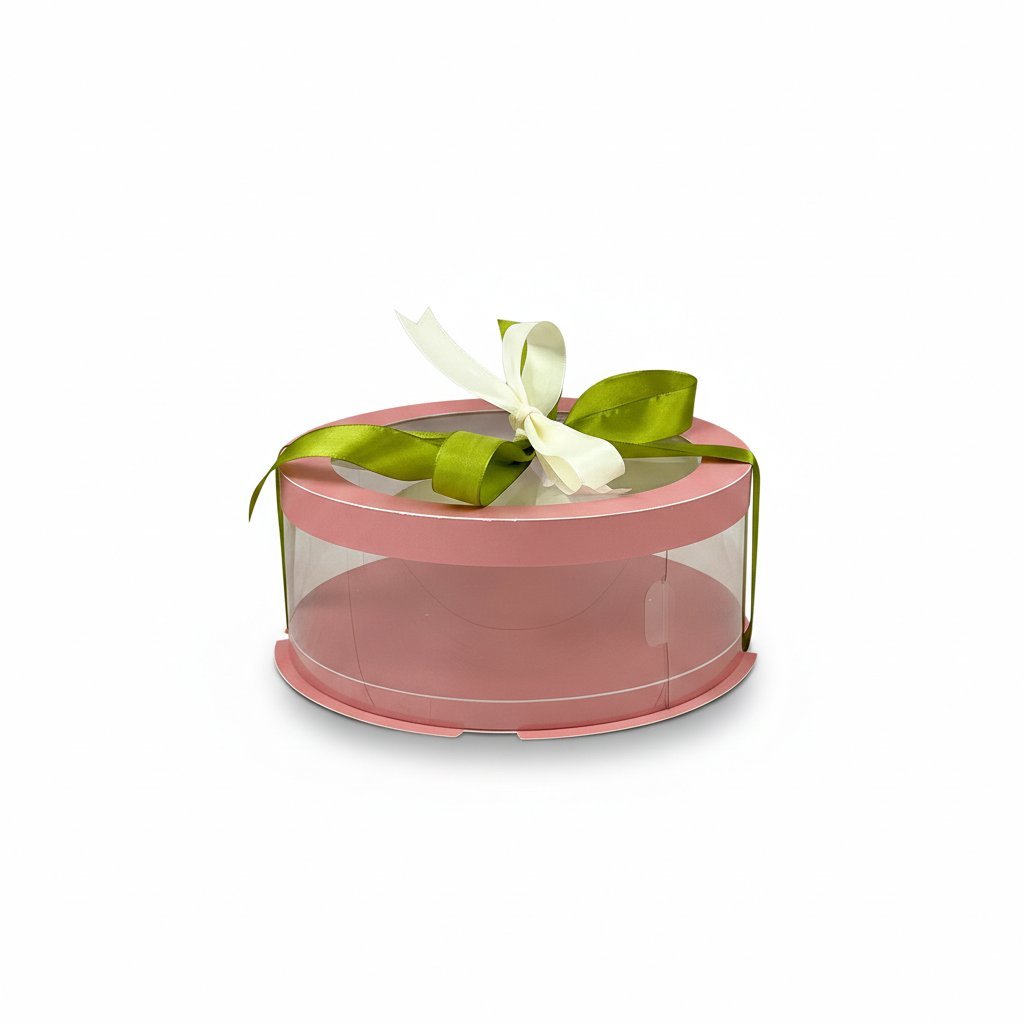 Тубус для зефира D250 H100 мм (25х10 см) PINK с прозрачной крышкой • ARTSweet
