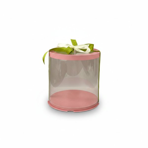 Тубус D200 H250 PINK с прозрачной крышкой
