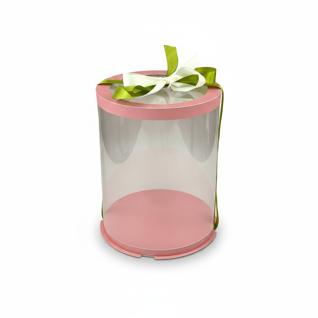 Тубус D250 H300 PINK з прозорою кришкою