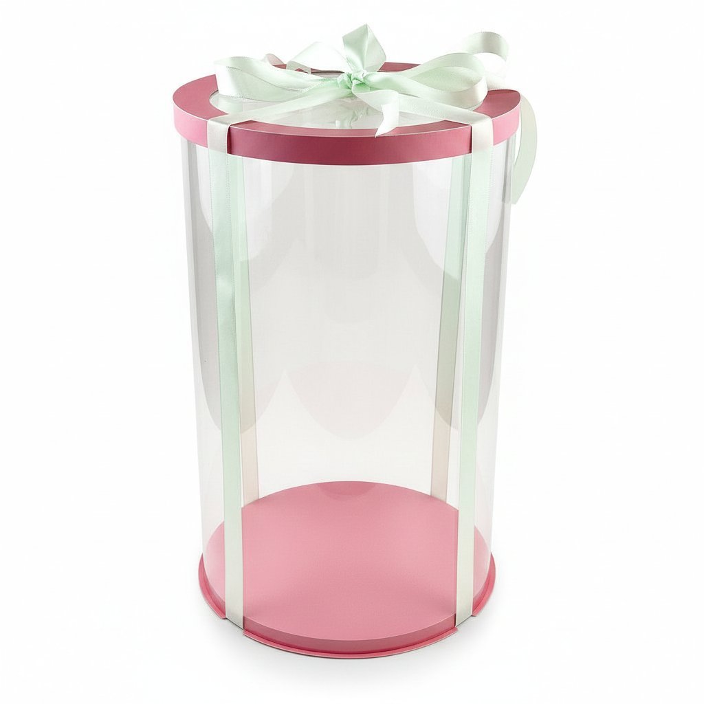 Тубус D250 H400 PINK с прозрачной крышкой