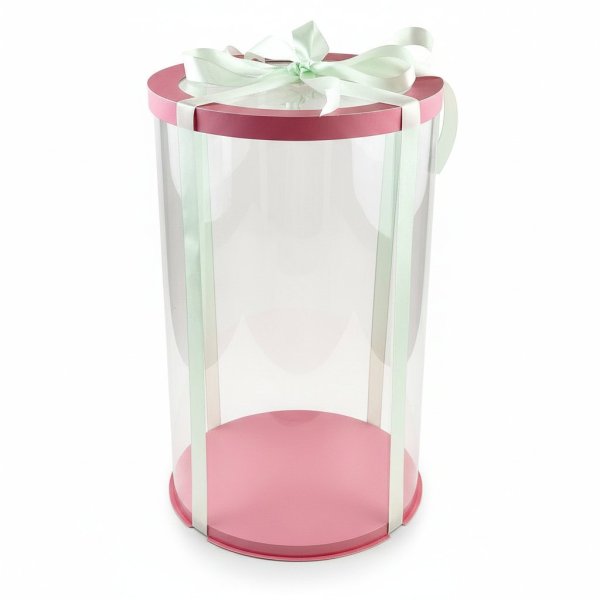 Тубус D250 H400 PINK з прозорою кришкою