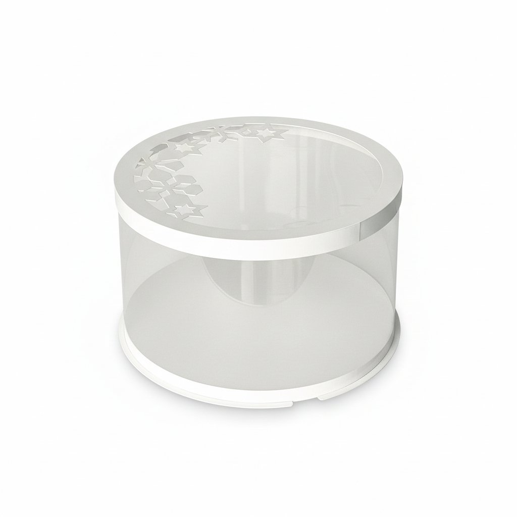 Тубус D250 H100 белый с прозрачной крышкой Снежинки