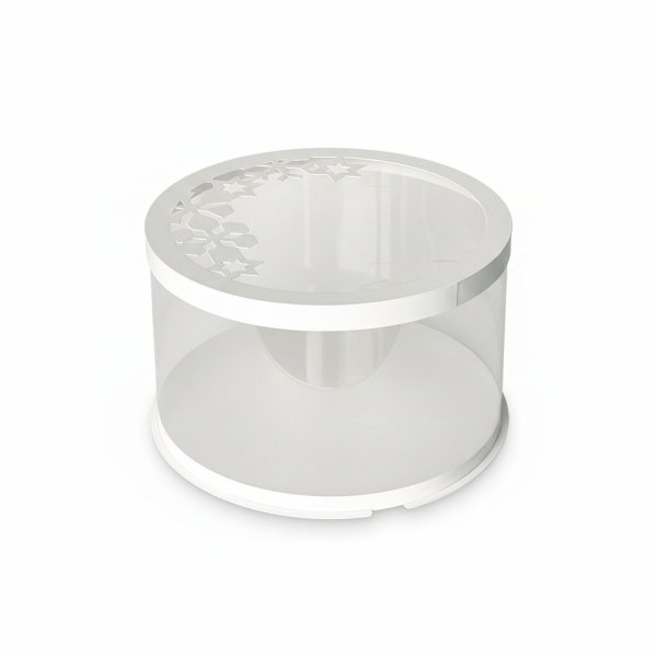 Тубус D250 H100 белый с прозрачной крышкой Снежинки