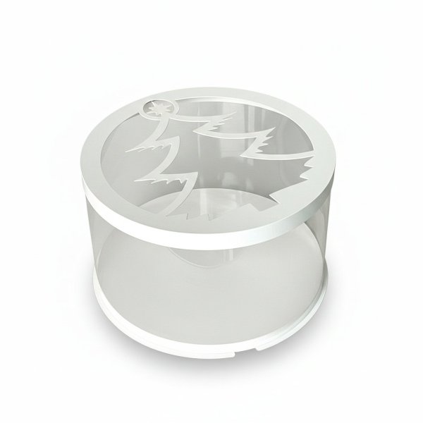 Тубус D200 H150 белый с крышкой Ёлочка