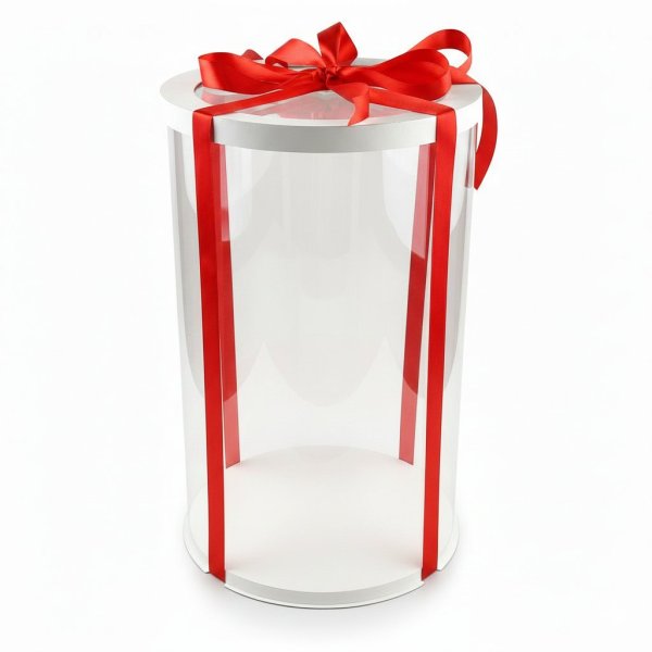 Тубус D300 H400 белый с прозрачной крышкой