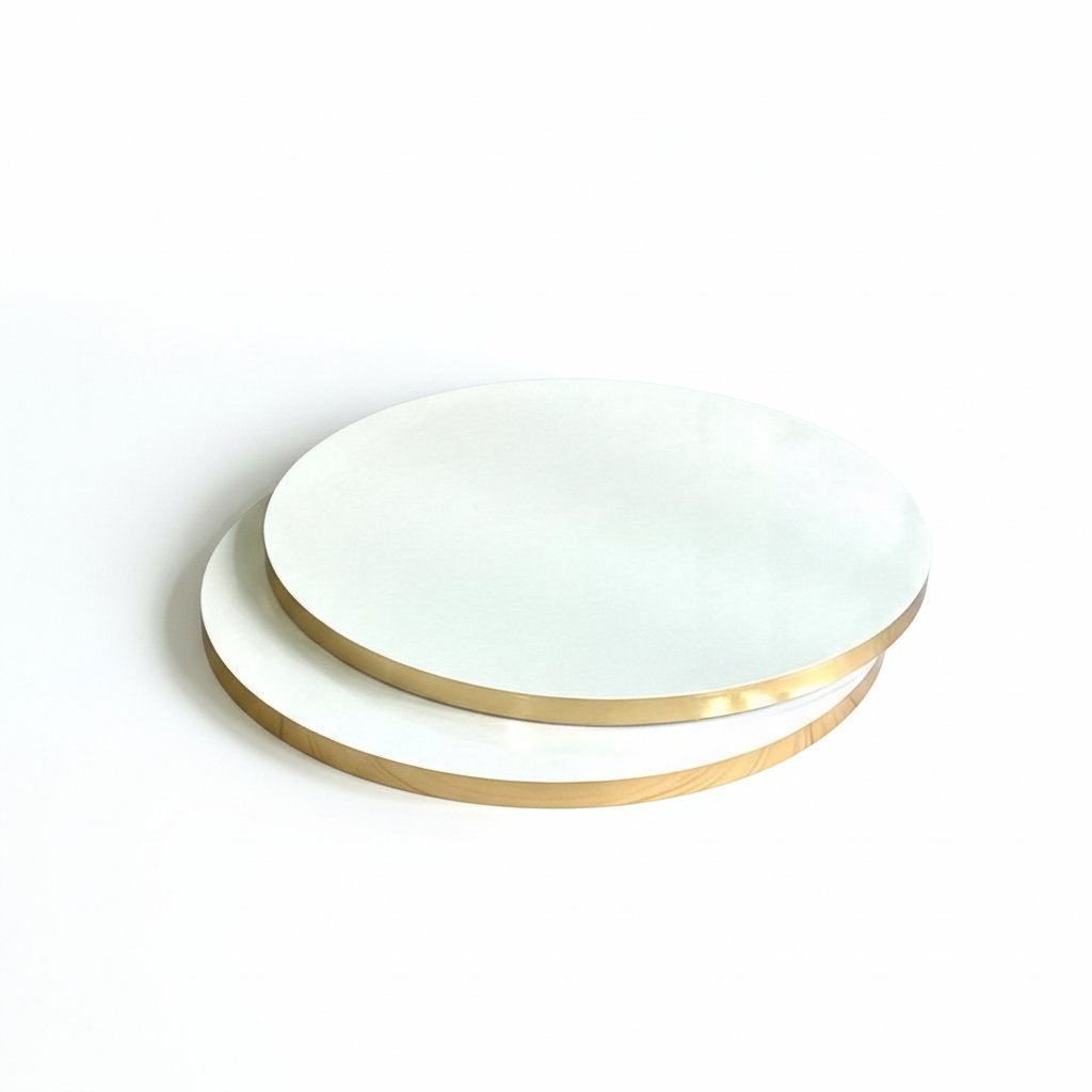 Подложка круглая D200 h12 белая торець золотой