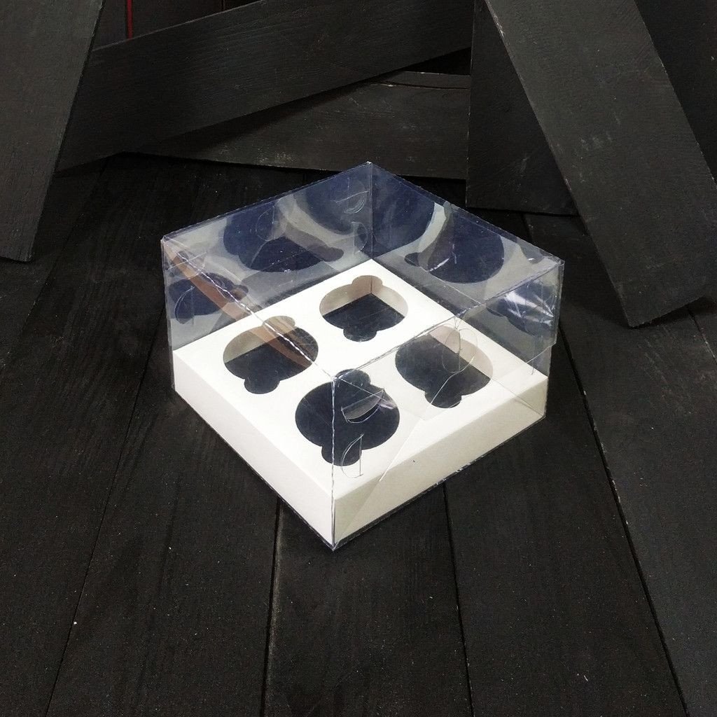 Коробка PET 175×175×110 с вкладкой на 4 ячейки