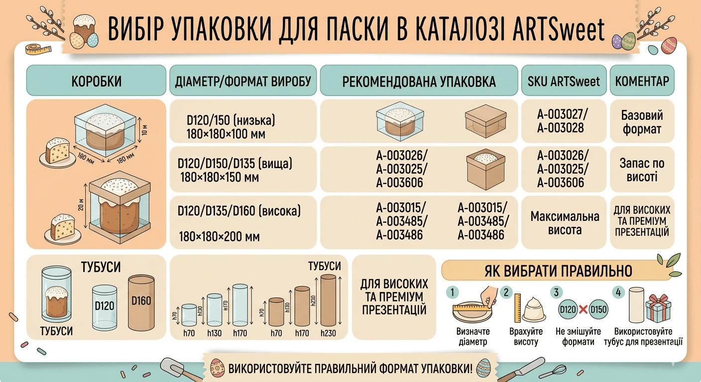 Як вибрати коробку для паски за діаметром і висотою